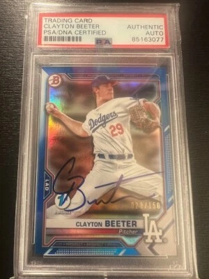  YANKEES STAR CLAYTON BEETER 2021  1ST EDITION BLUE FOIL /150 IP AUTO-PSA CERT. - Image 1 of 2