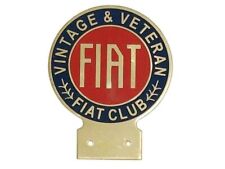 Vintage & Veteran Fiat Car Club Heavy Brass Enamel Front Grill Badge Decal #B352