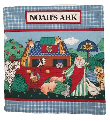 Fabric Book Cloth Hand Made Colorful Cotton Vintage Noah’s Ark - Image 1 of 4