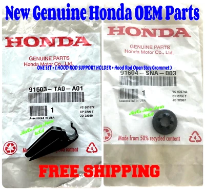 GENUINE 2008-2012 Honda Accord HOOD ROD SUPPORT HOLDER + OPEN STAY GROMMET 1 set Foto 1 de 4