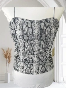 Active USA Crop Top Sz L NWT Mesh Snake Print Spaghetti Straps Elastic Stretch - Bild 1 von 7