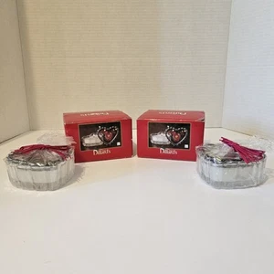 Lot de 2 verres à bougie votive vintage Holiday Heart Shsped cire remplie NEUF avec boites - Photo 1/8