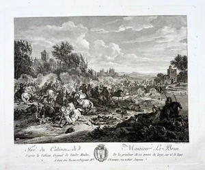 1775 van der Meulen, Battle scene on a river bank, etching and engraving - Picture 1 of 3