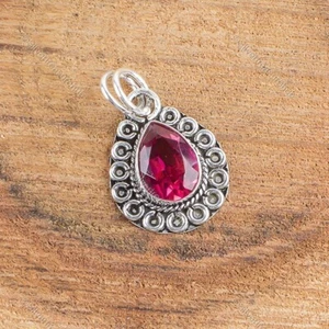 Pink Tourmaline Gemstone Ethnic Valentines Wife Pendant Jewelry Sterling Silver - Picture 1 of 7
