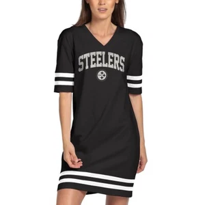 Junk Food Damen Pittsburgh Steelers V-Ausschnitt Halbarm Kleid Neu XS, S - Bild 1 von 4