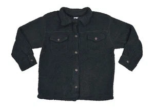 32 Degrees Faux Sherpa Button Down Long Sleeve Women's Jacket XS/S NWT Black - Picture 1 of 2