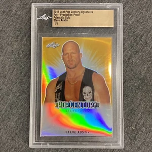 Steve Austin 2018 Leaf Pop Century Signatures Pre-Production Proof Prismatic 1/1 - Picture 1 of 2