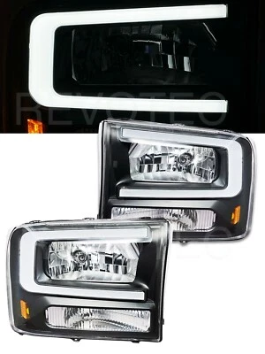 Faros de barra C LED negros para camioneta Ford F250 F350 SuperDuty 1999-2004 Excursion Foto 1 de 4