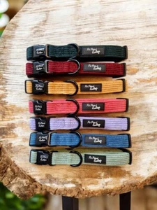Luxury Cord Dog/Puppy Collar in Red, Green, Yellow, Blue, Purple, Pink XS-L - Picture 1 of 20