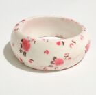 Chunky White & Pink Floral Bangle