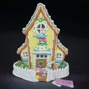 10” Easter Bunny Light Up Gingerbread House Eggs Spring Valerie Parr Hill Pastel - Picture 1 of 13