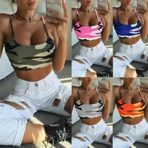 Women Sexy Camouflage Tube Top Crop Tops Camisole T-shirts Tank Vest Fashion - Picture 1 of 17
