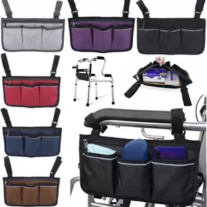 Outdoor Wheelchair Side Pouch Storage Bag Armrest Pocket Organizer Holder - Picture 1 of 20