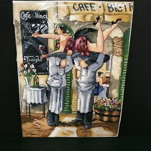 Terminado Acabado Punto de Cruz Italia Restaurante Café Da Vinci Camarera Sin Marco - Imagen 1 de 10