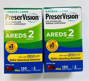 2 BOXES Bausch+Lomb PreserVision AREDS 2 Formula 120 Softgel Exp 01/25+ - Picture 1 of 1