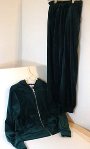 Love Streak Jogger Sweatpants & Zip Hoodie Set Pockets Womens XS Dark Green - Picture 1 of 10