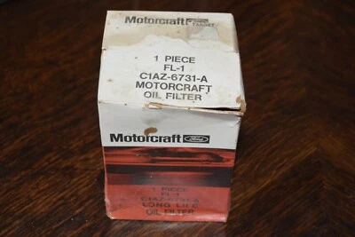 Vintage! NOS! Filtro de óleo Ford Motorcraft FL-1 C1AZ-6731-A / 1966 em caixa lacrada - Imagem 1 de 4