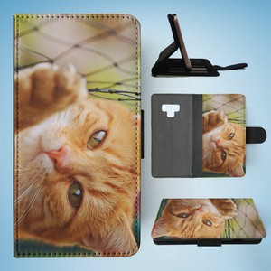 SAMSUNG GALAXY NOTE 9 FLIP CASE WALLET COVER|CUTE ORANGE CAT