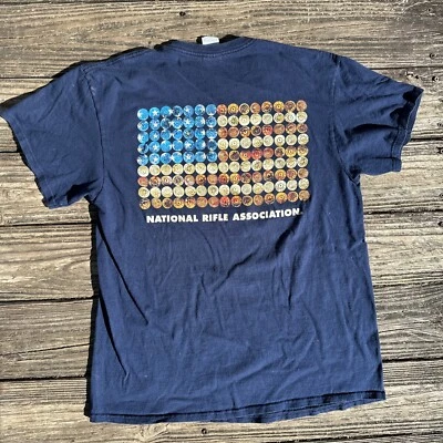 Camiseta de la Asociación Nacional del Rifle para hombre grande azul espalda bandera concha camiseta gráfica Foto 1 de 4