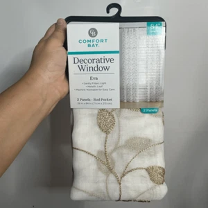 Comfort Bay Decorative Window Eva Curtain 2 Panel- Rod Pocket - 84 in. - Picture 1 of 5