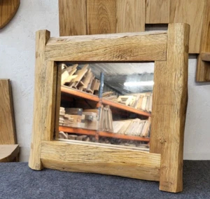 Small Waney Style Oak Framed Mirror | Waney Edge Furniture, Unique Item - Picture 1 of 6