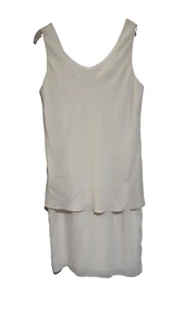 Vintage Patra Dress Ivory Layered Shift Sleeveless V Neck Made In USA Women's M - Picture 1 of 9