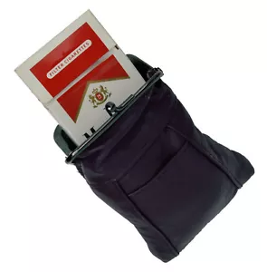 Bolsa de cigarrillo de cuero genuino negra estuche blando encendedor bolsa soporte billetera - Imagen 1 de 6