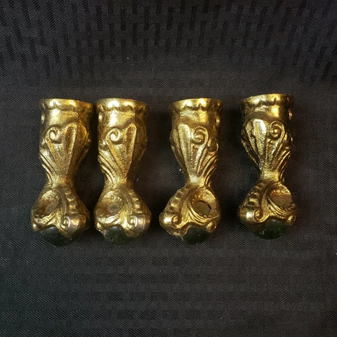 Vintage Brass Legs Claws With Marble Leg Ends Only For Restoration Feet Cover