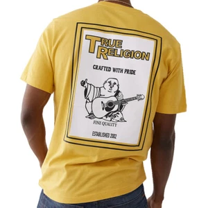 True Religion Men's Poster Buddha Graphic Crew Tee T-Shirt (XLarge, Gold Coast) - Picture 1 of 1