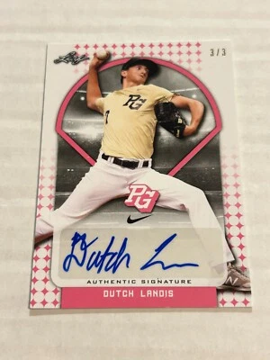 2018 LEAF PERFECT GAME DUTCH LANDIS 3/3 PINK ROOKIE AUTO LINCOLN SSP G1 - Image 1 of 2