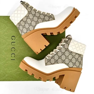 NEW GUCCI Apollo GG Supreme Canvas Leather Platform Ankle Booties EU 40 / US 10 - Picture 1 of 14