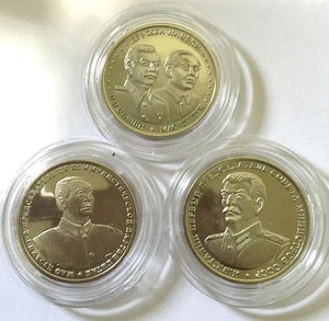 Spitzbergen 2013 Stalin Mao Zedong 10 Roubles Set of 3 Coins,Proof - Picture 1 of 3