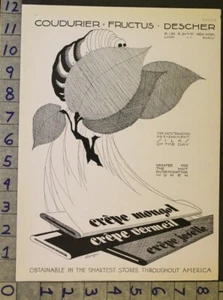 1928 BENIGNI ART DECO FASHION CODURIER FRUCTUS MESA CREPE SEDA ANUNCIO 24862 - Imagen 1 de 1