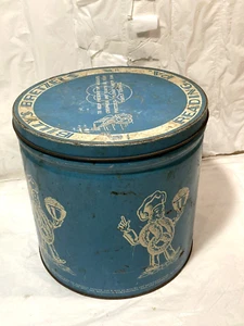 Vtg Billy's Bretzels Pretzels 9"T x 9"W Blue Tin Canister Reading Antique - Picture 1 of 10