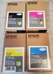 Set of 4 Genuine Factory Sealed Epson 711XL Hi Yld Inkjet Cartridges 2015-2019 - Picture 1 of 1