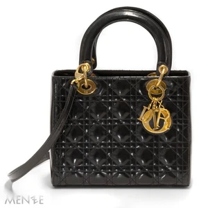 Lady Dior Tasche Cannage Kalbslackleder Schwarz D.I.O.R. in Gold 03/1997 (22905) - Bild 1 von 15