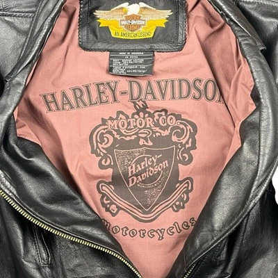 Chaqueta de cuero para motociclista Harley Davidson para mujer talla M hebilla de cinturón delantera Foto 1 de 4