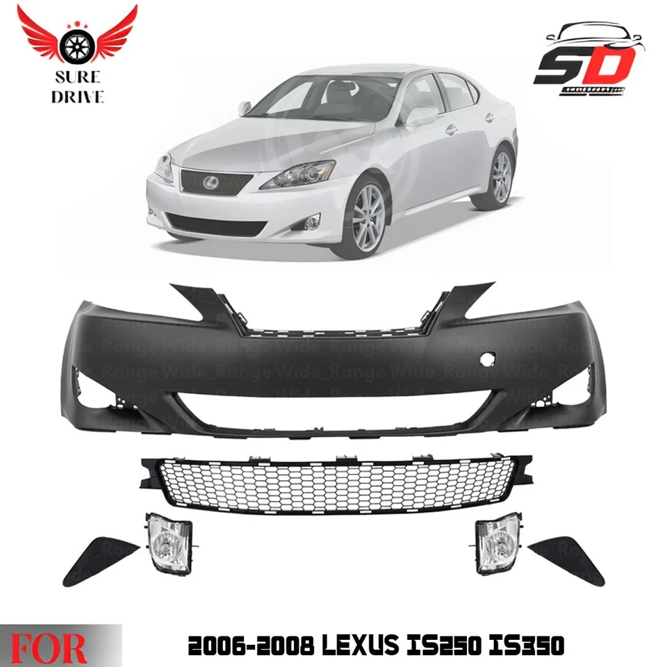 Front Bumper Cover & Fog Light Assembly Kit For 2006-2008 Lexus IS250 IS350 Foto 1 de 4