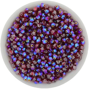 Swarovski Bicones, Light Siam Satin AB, 4mm Bicones #5328 XILION 36 Pieces - Picture 1 of 2
