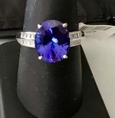 Anillo de diamantes Rhapsody 950 platino AAAA tanzanita y E-F VS2 5,20 ctw tamaño 8,5 Foto 1 de 4