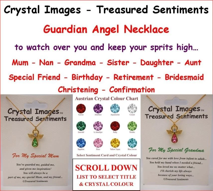 Colar de Cristal Sentimento Tesouro Anjo da Guarda ROLE PARA BAIXO LISTA PARA SELECIONAR - Imagem 1 de 1