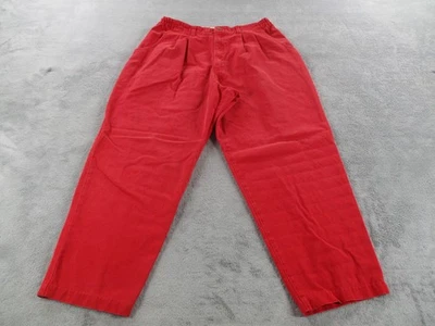 Calça Lee Feminina 16 Média Vermelha Elástica Cintura Plissada Algodão Sarja Feita nos EUA - Imagem 1 de 4