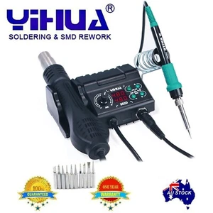 10Tip YH 882D 750W Digital Solder Iron Kit Hot Air Gun Rework Soldering Station - Picture 1 of 3