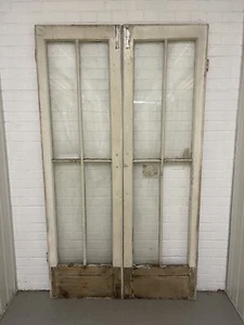 Reclaimed Georgian French Single Panel Glass Wooden Double Doors 2130 x 1210mm - Picture 1 of 24