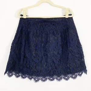 J Crew Size 8 Navy Blue Above Knee Lace Skirt Style 02825 Party Lined Short - Picture 1 of 7