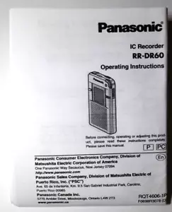 Panasonic RR-DR60 IC Recorder Bedienungsanleitung. - Bild 1 von 3