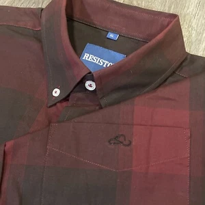 Resistol® Men's Shirt Black Burgundy Logo Embroidered LS Sleeve Button Western - Picture 1 of 7