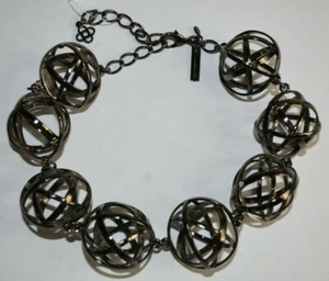 Nuevo Oscar de la Renta Metal Esfera Collar Bronce Plata - Imagen 1 de 5