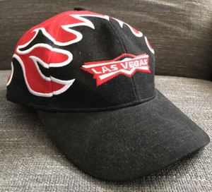 Las Vegas Nevada Sharktooth Black Red White Baseball Hat Cap Latch Hook Back EUC - Picture 1 of 11