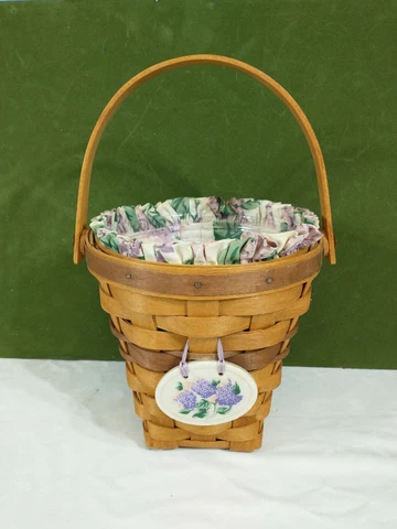 1994 Longaberger Lilac Basket May Series with Tie-On, Liner and Protector #16209 Cover